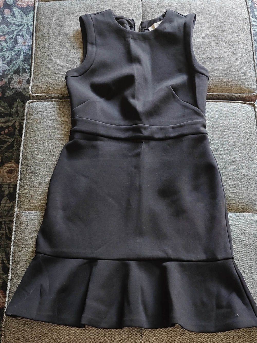 LOFT Black Sleeveless Ruffle-Hem Mini Dress
